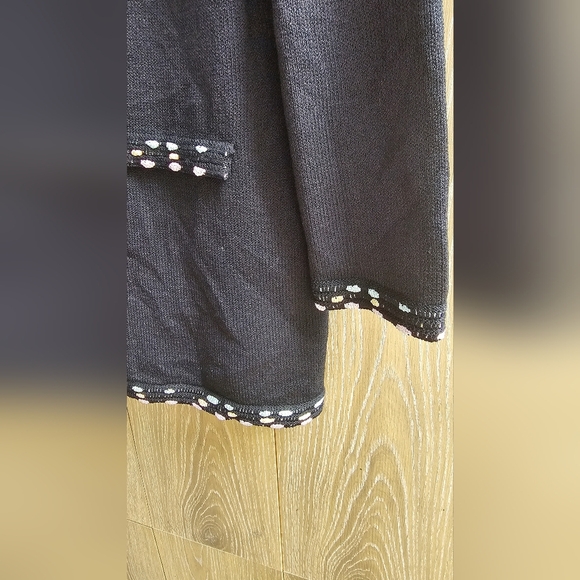 St. John Black Jacket with Embroidered Pink And Blue Trim Business Professional - Picture 3 of 6